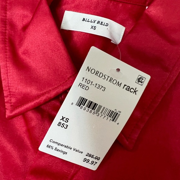 Billy Reid Women’s Top Silk Blend Shirt Button Front Red XS Nordstrom NEW. 170 - Picture 2 of 3